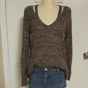 Brown Marl V Neck Sweater